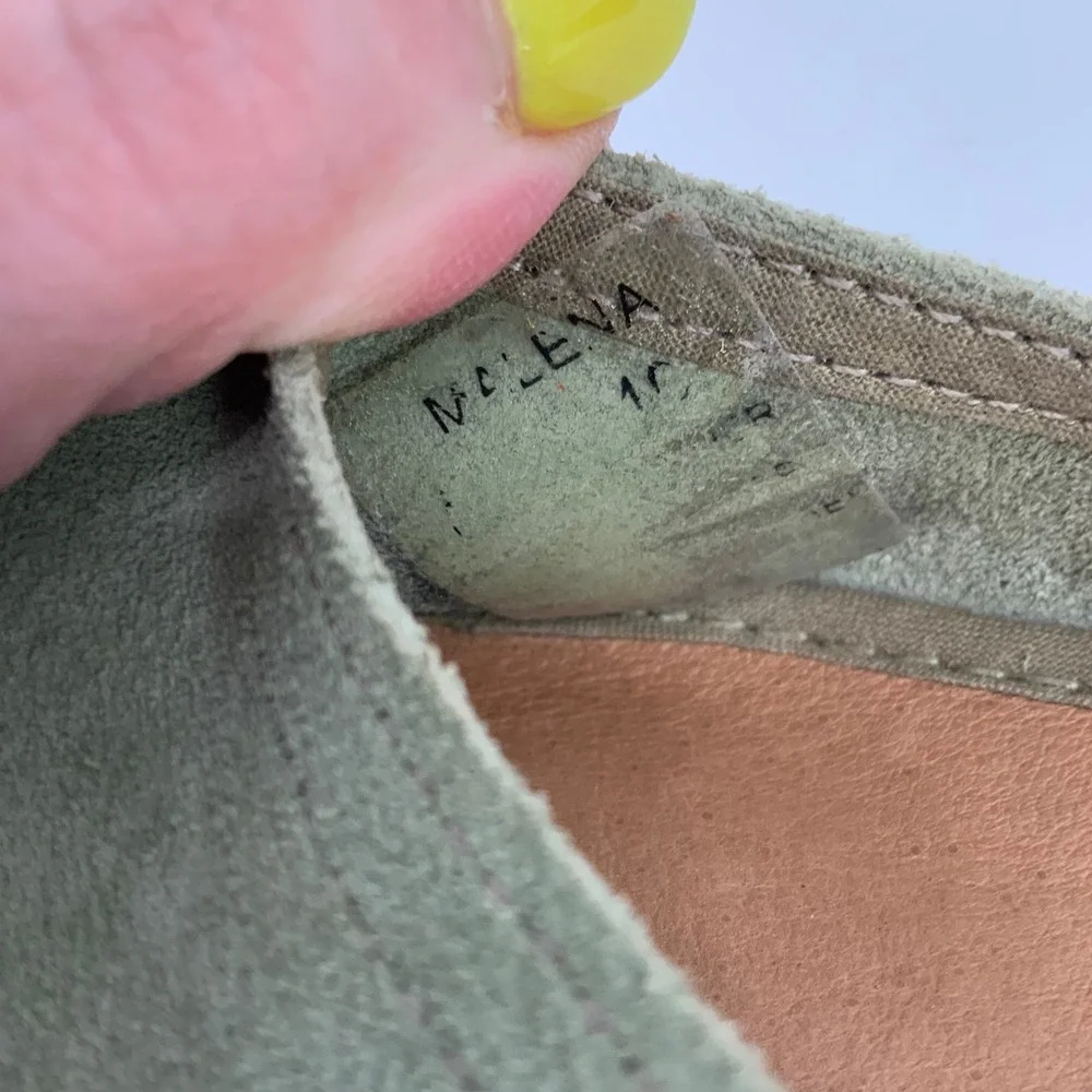 Miz Mooz EU 40/US 9 Malena Sage Green Suede Espadrille Wedges Ankle Strap